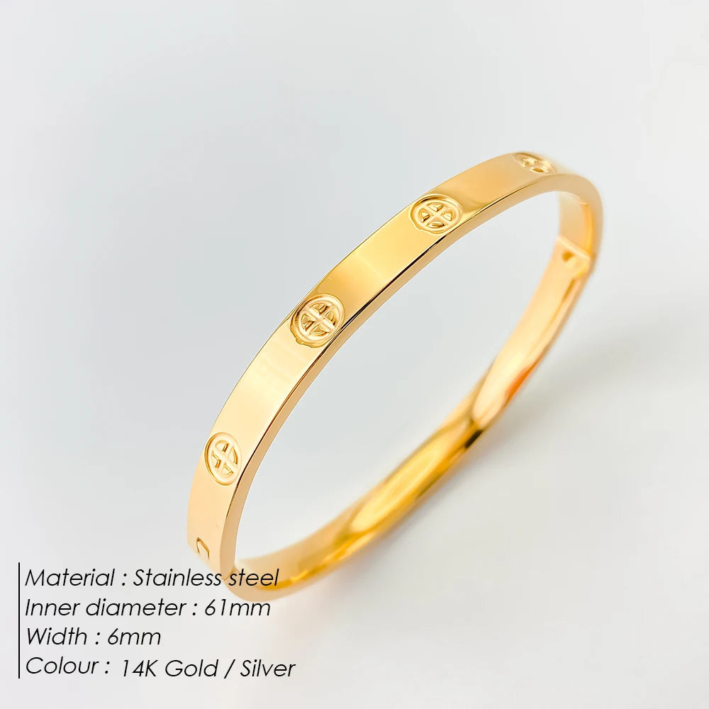 BELLUCCIE Stainless Steel Shiny Rhinestone Women's Fashion Bangle Punk Jewelry Holiday Gifts Factory Direct