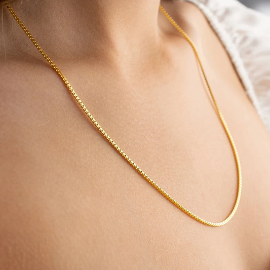 Box Chain Chocker Necklace Gold Color