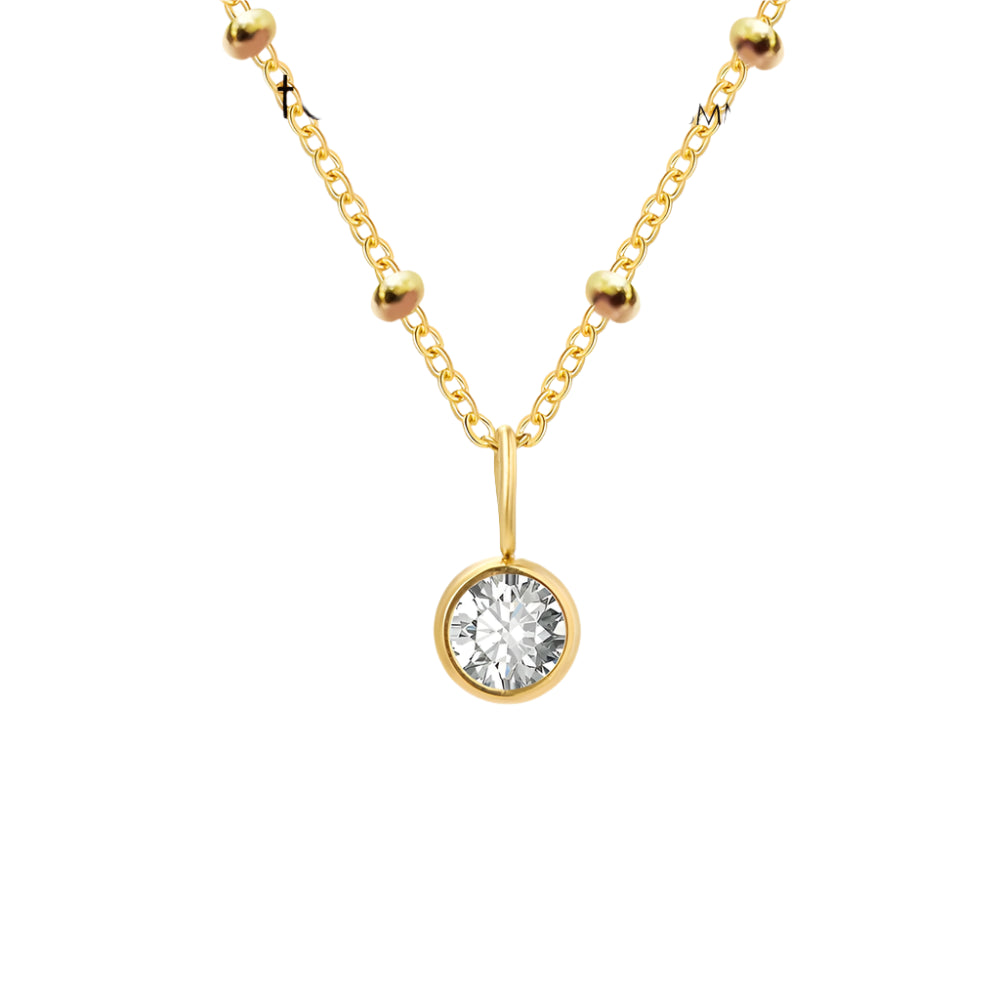 Box Chain Birthstone Necklace 12 Color Zirconia