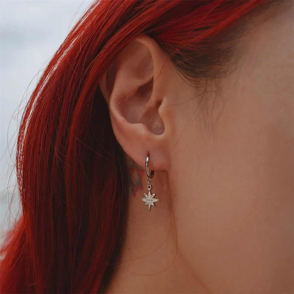 Hoop Earrings Aesthetic Star Moon
