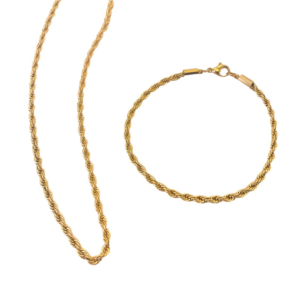 3MM Twist Chain Set Necklace Bracelet Suitable for Party Holiday Wear