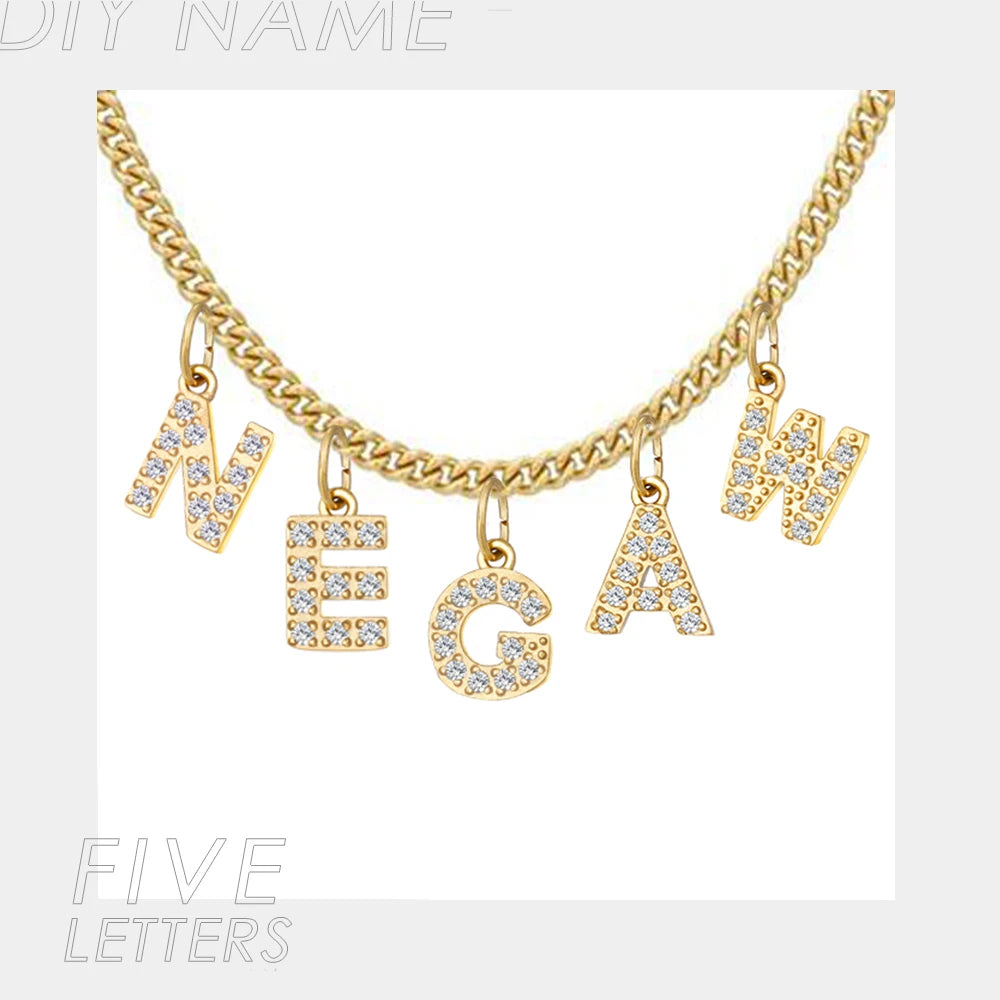 BELLUCCIE Necklace Personalized zircon Alphabet Stainless Steel choke Necklace Pendant Nameplate Gift Dropshipping