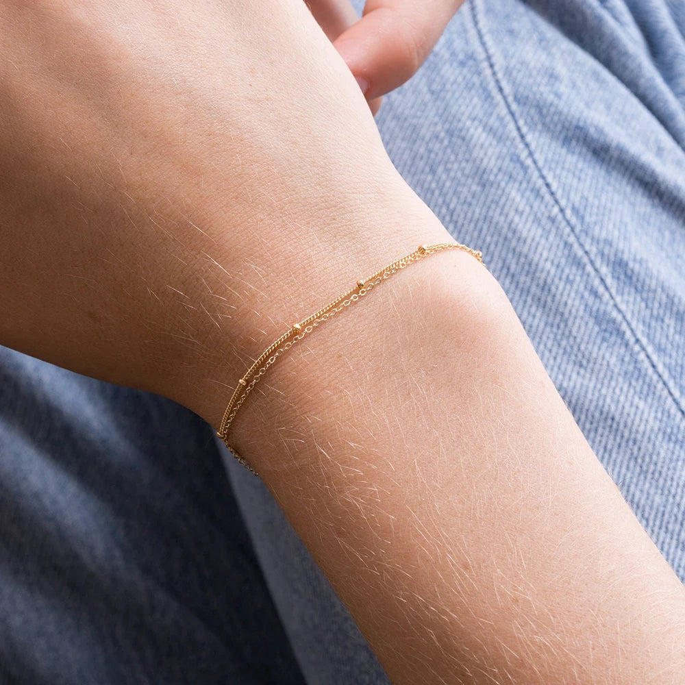 Three Layered Coin Chain Cuban Chain Twist Chain Bracelet