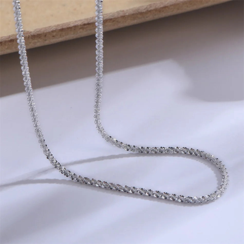 New Popular Silver Colour Sparkling Clavicle Chain Necklace