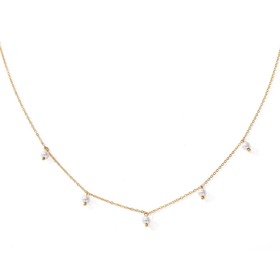 Tassel Imitated Pearl Choker Necklaces