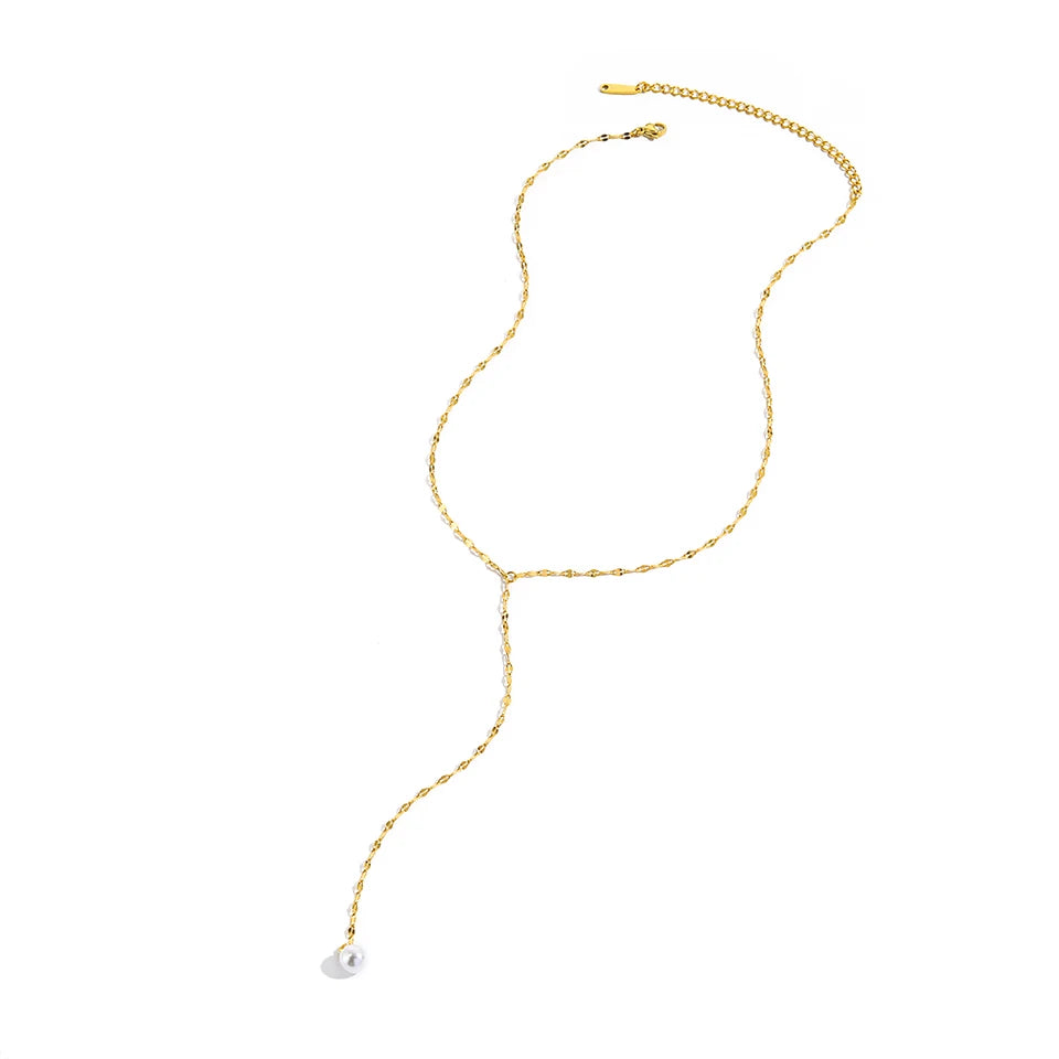 Imitation Pearl Y Necklaces Round Pearl Wedding Necklaces