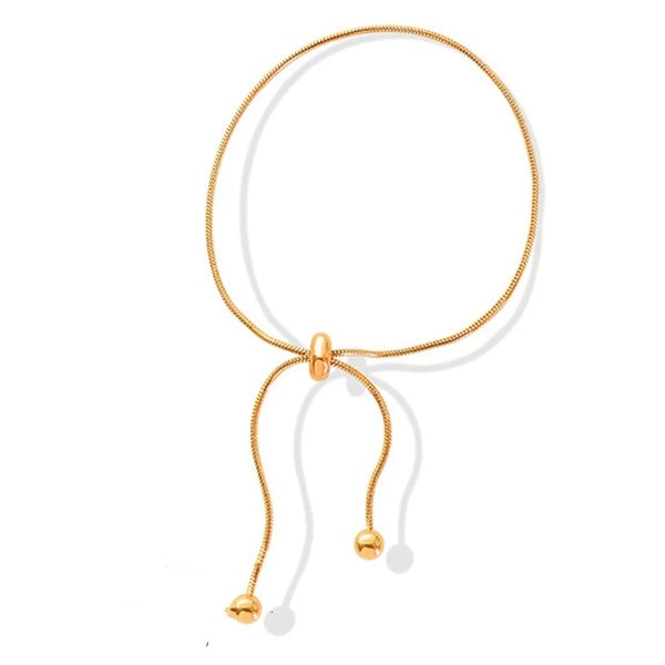Snake Chain Adjustable Pull-Out Bracelet Round Button Birthday Gift