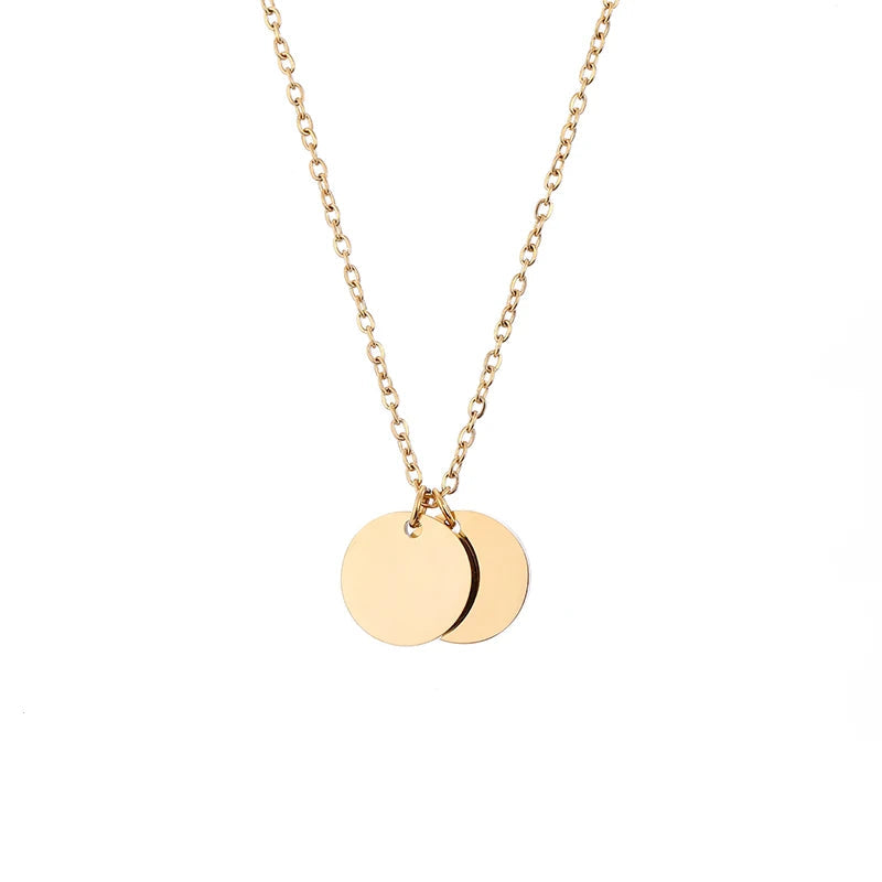 9mm Polished Round Pendant Coin Necklace