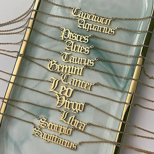 Letter 12 Zodiac Necklace Women Constellation Chain Choker Necklace