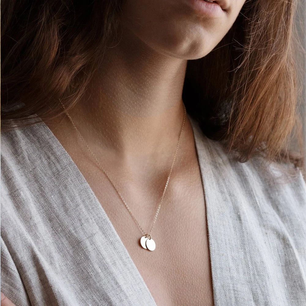 9mm Polished Round Pendant Coin Necklace