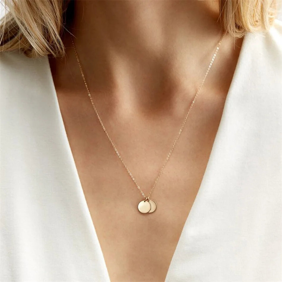 9mm Polished Round Pendant Coin Necklace