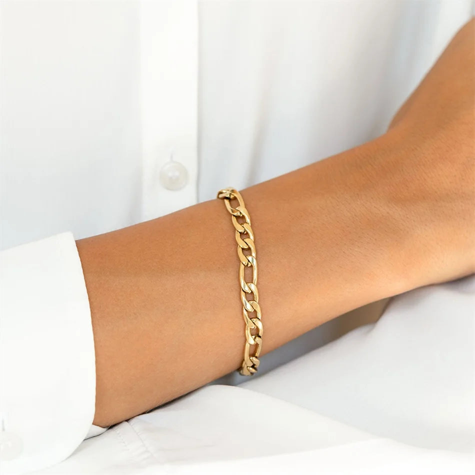 Female Figaro Link Chain  Charm Bracelets Chain