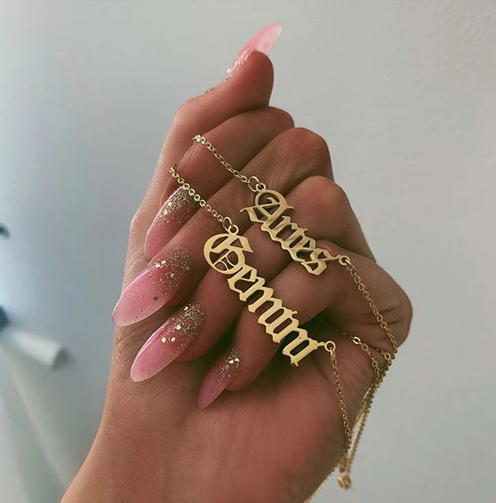 Letter 12 Zodiac Necklace Women Constellation Chain Choker Necklace