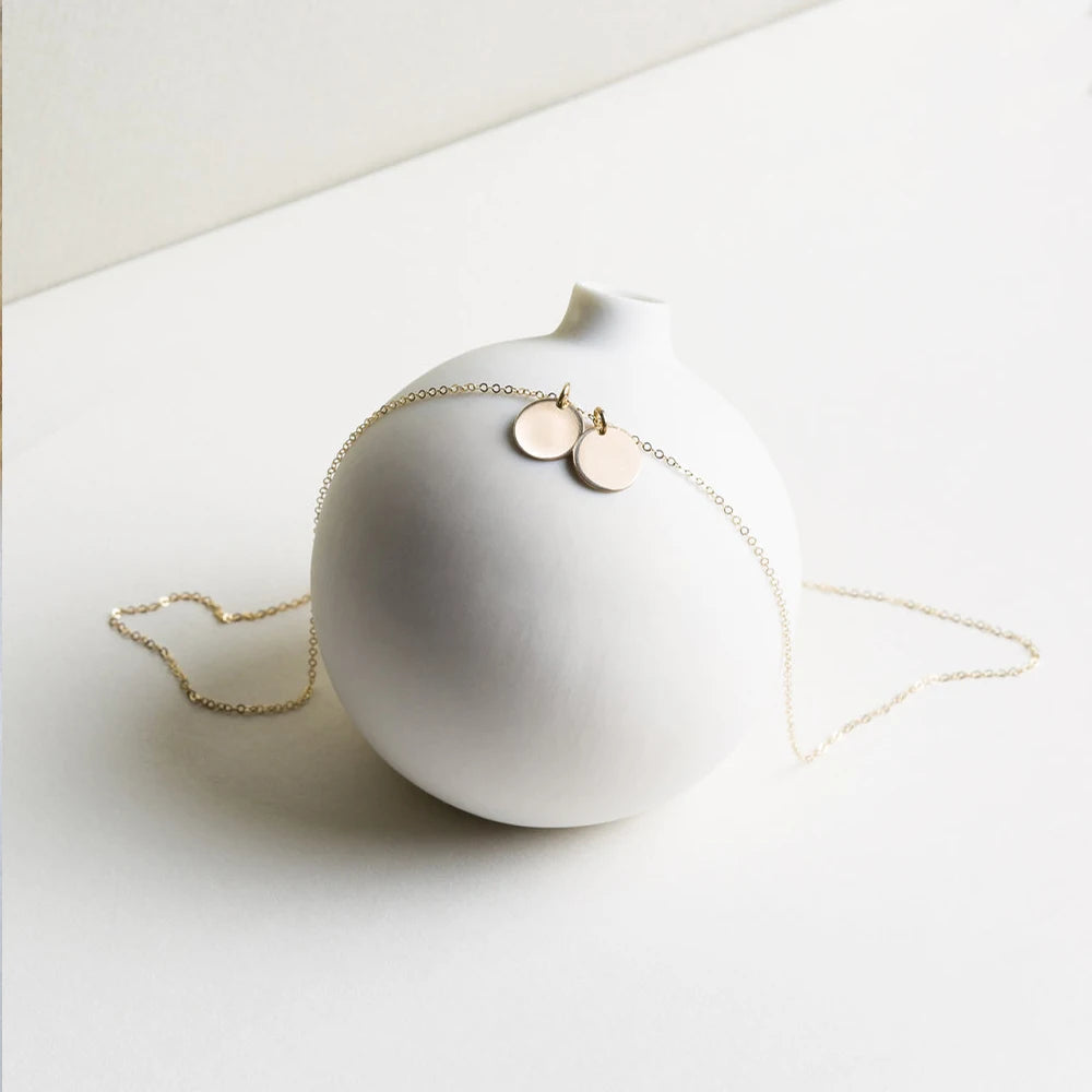9mm Polished Round Pendant Coin Necklace