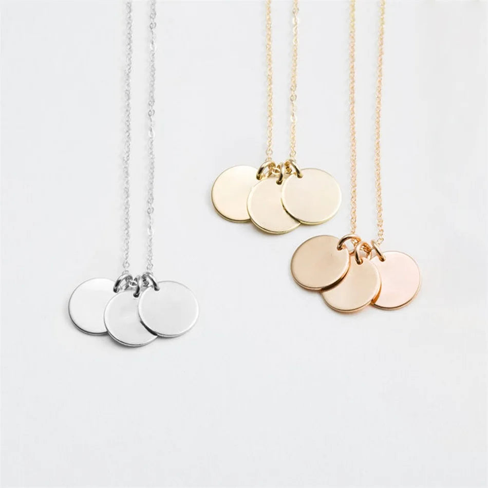 9mm Polished Round Pendant Coin Necklace
