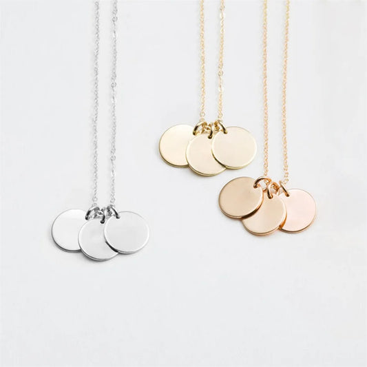 9mm Polished Round Pendant Coin Necklace