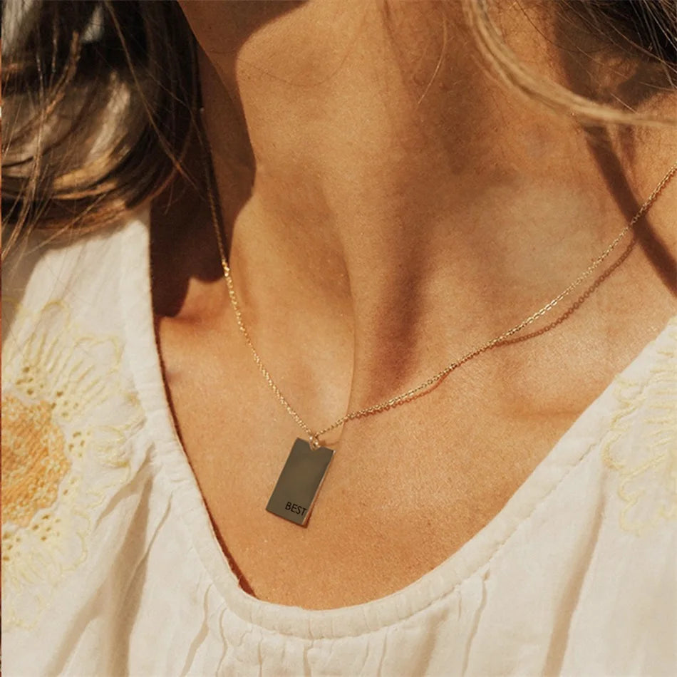 Personality Initials Rectangular Multi-Row Letter Pendant Choker Necklaces