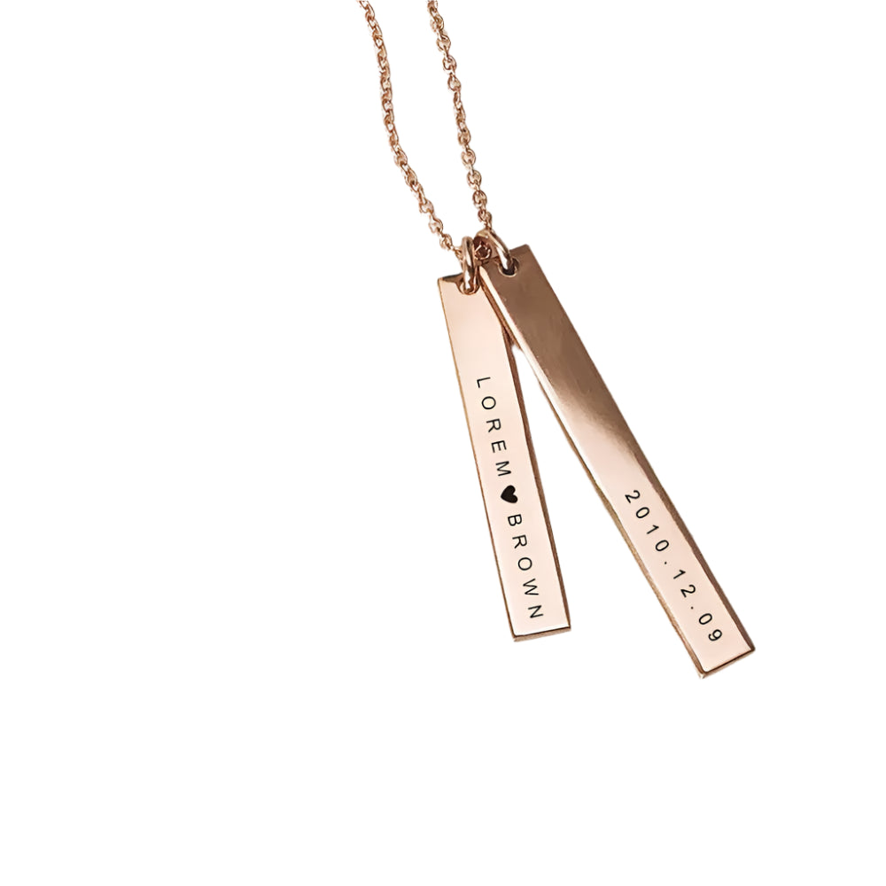 Code Engraving Customize Square Bar  Necklace
