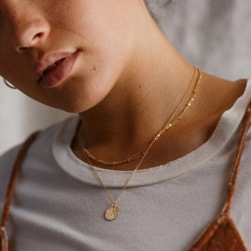 Layered Chains Long Necklace Women