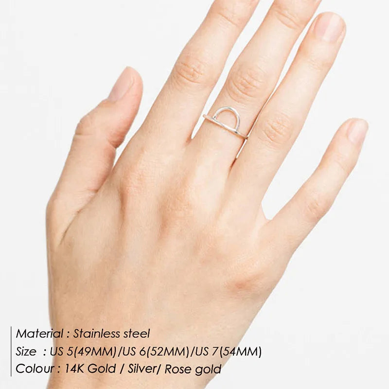 BELLUCCIE Trendy Stainless Steel Rings for Women Vintage Geometric Pinky Ring Dainty Stackable Round Midi Rings Jewellery
