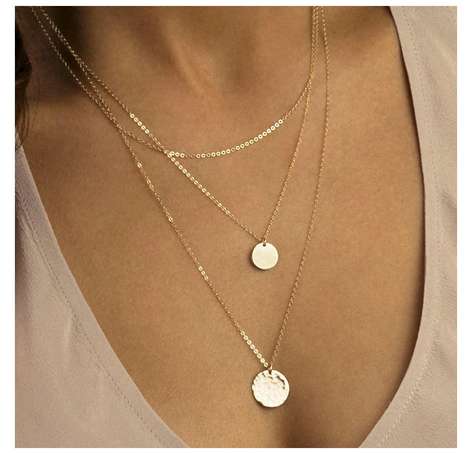 Layered Chains Long Necklace Women