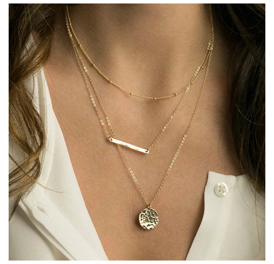 Layered Chains Long Necklace Women