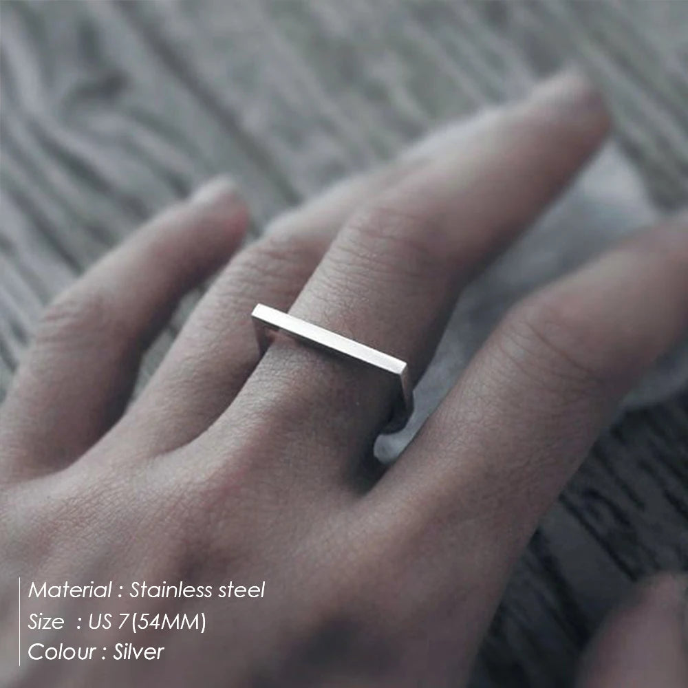 BELLUCCIE Trendy Stainless Steel Rings for Women Vintage Geometric Pinky Ring Dainty Stackable Round Midi Rings Jewellery