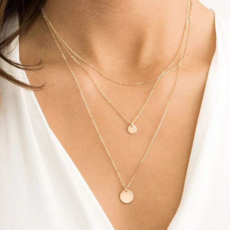 Layered Chains Long Necklace Women