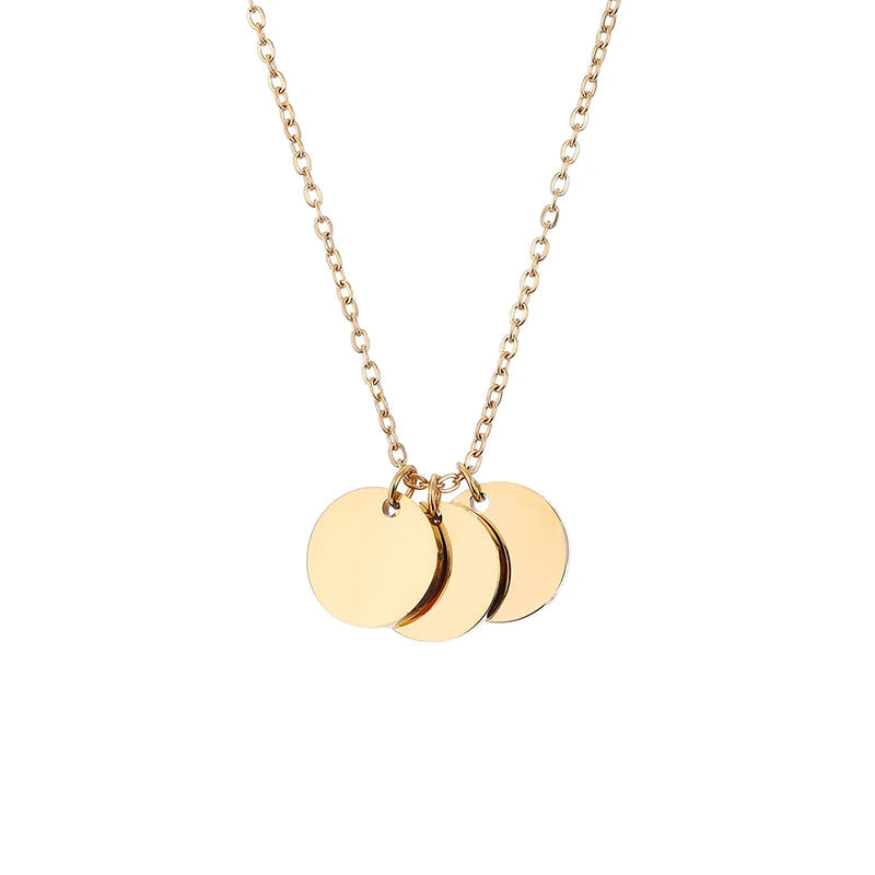 9mm Polished Round Pendant Coin Necklace