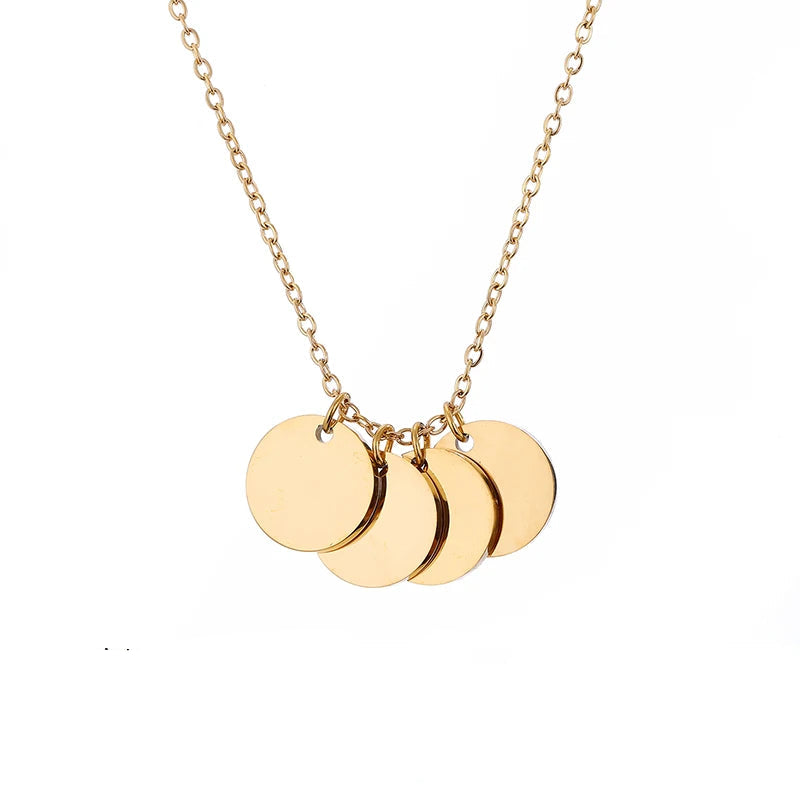 9mm Polished Round Pendant Coin Necklace