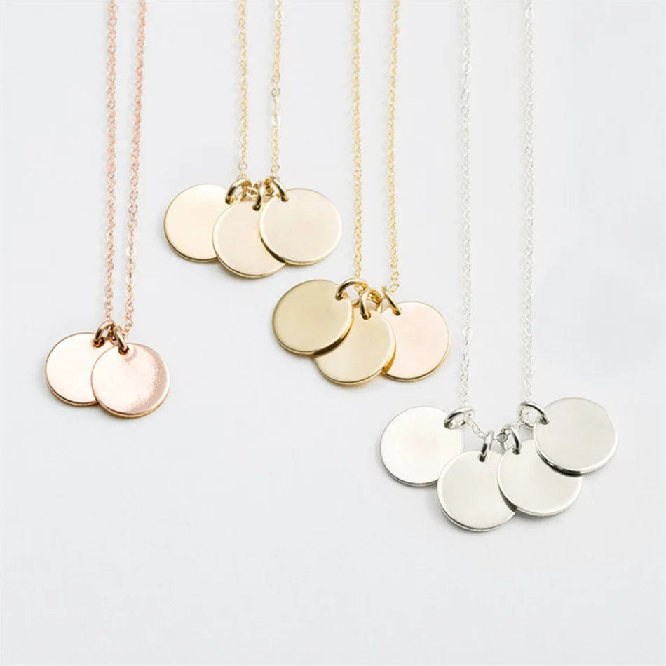 9mm Polished Round Pendant Coin Necklace
