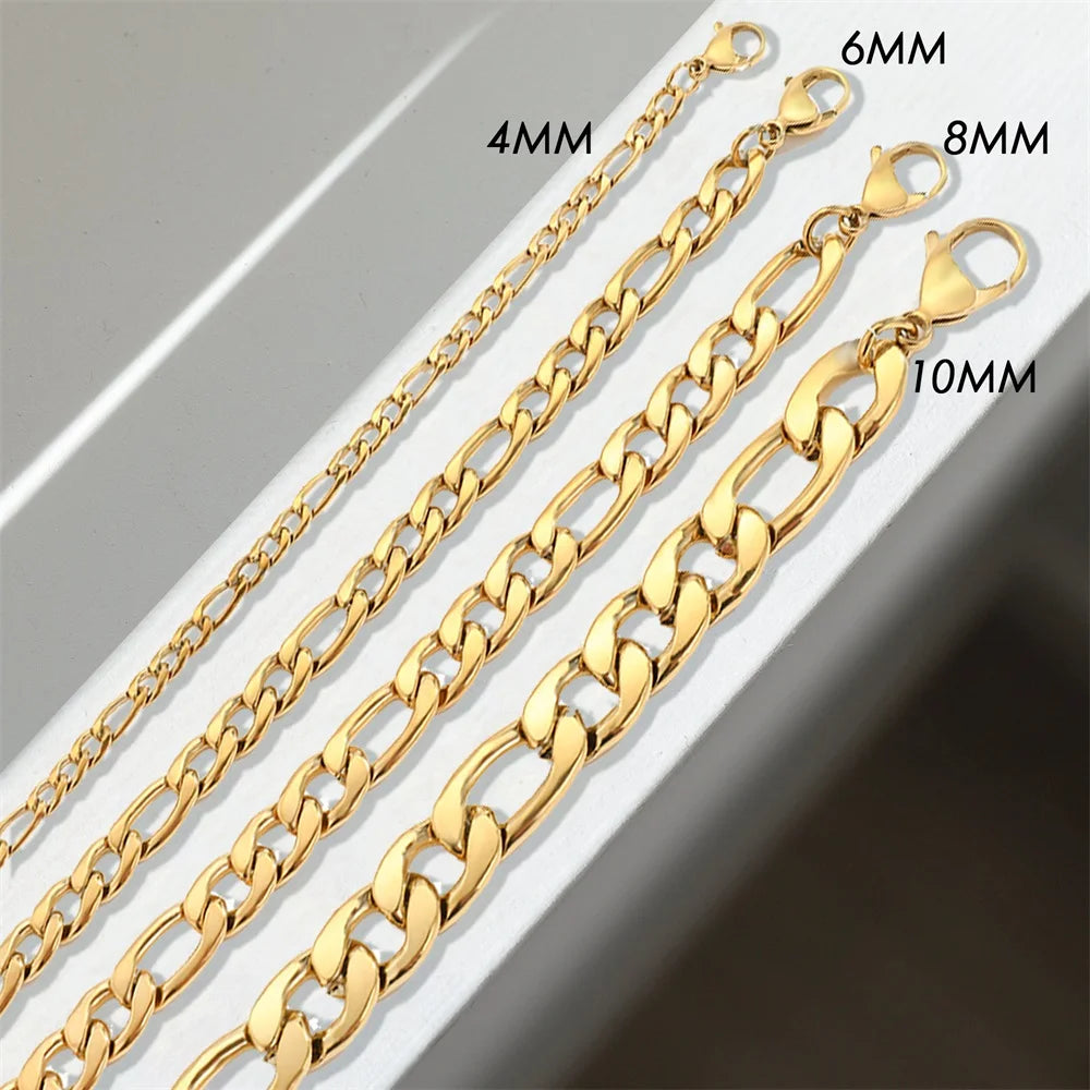 Female Figaro Link Chain  Charm Bracelets Chain