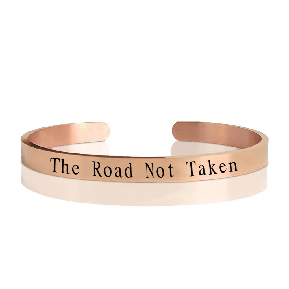 6mm Gold Color Engraved Positive Inspirational Quote Stamped Cuff Mantra Bracelet