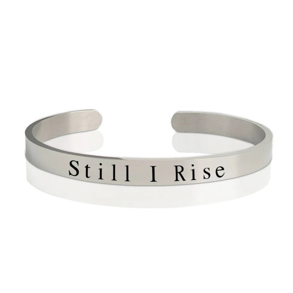 6mm Gold Color Engraved Positive Inspirational Quote Stamped Cuff Mantra Bracelet