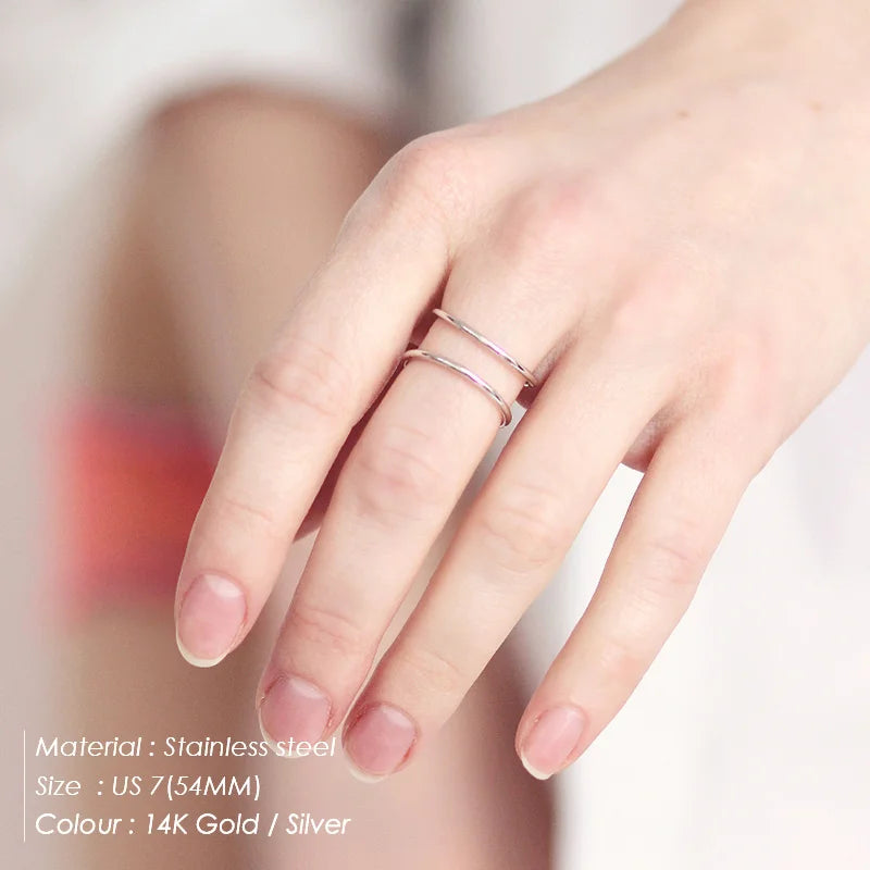 BELLUCCIE Trendy Stainless Steel Rings for Women Vintage Geometric Pinky Ring Dainty Stackable Round Midi Rings Jewellery
