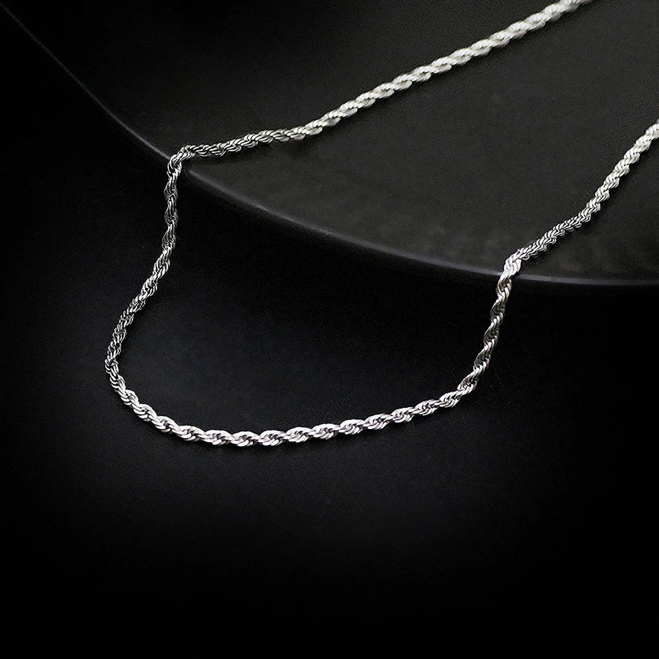 2/3/4/5MM Rope Chain Necklace Silver Color