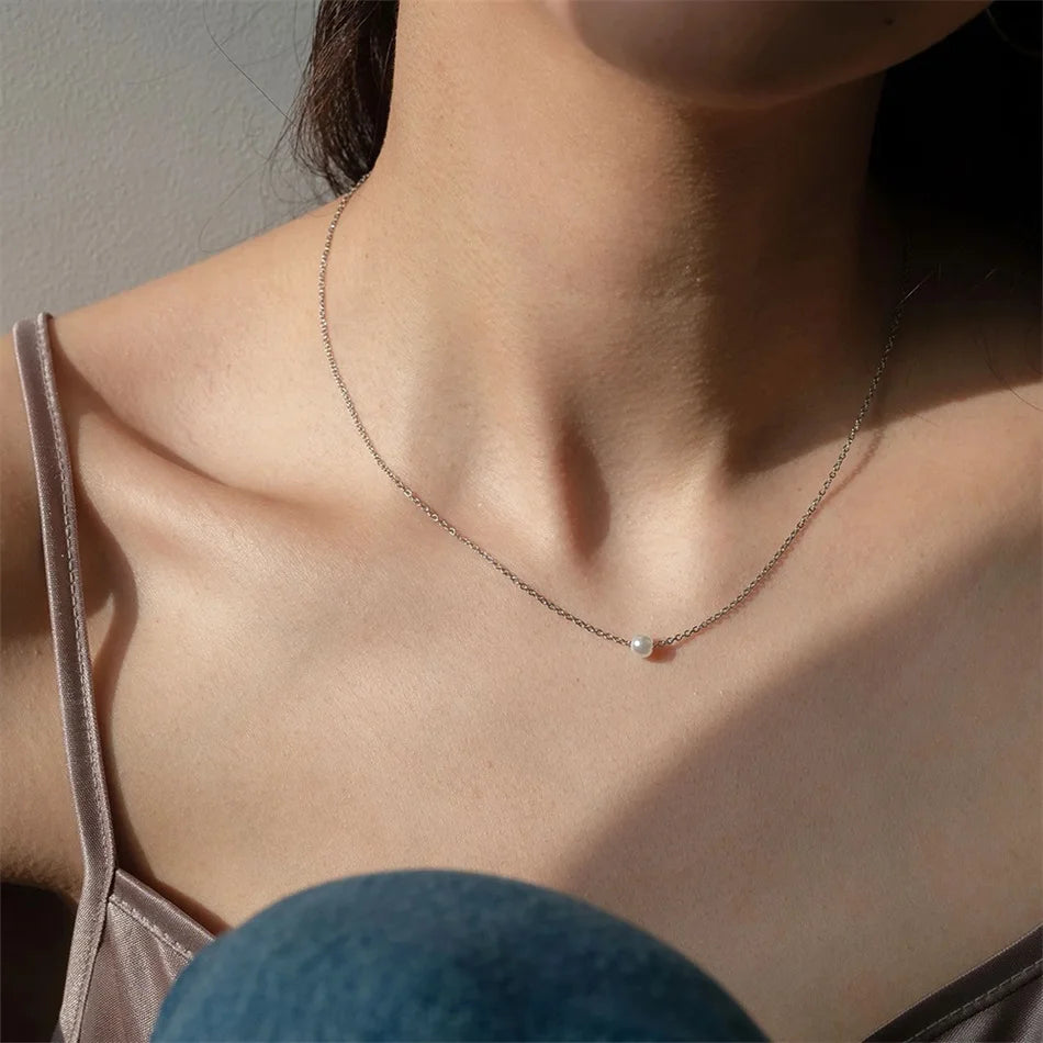 5MM Imitation pearls Pendant Necklace
