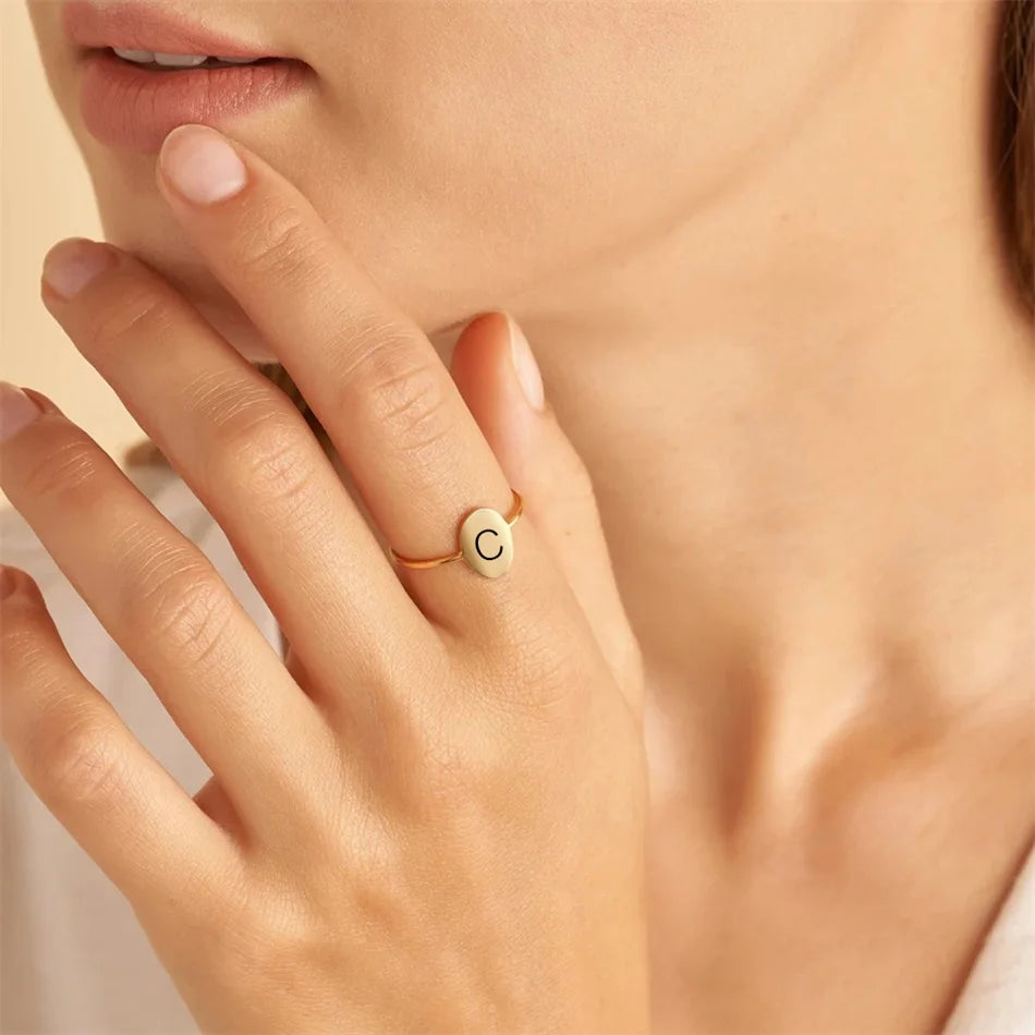Initial Constellation oval Ring