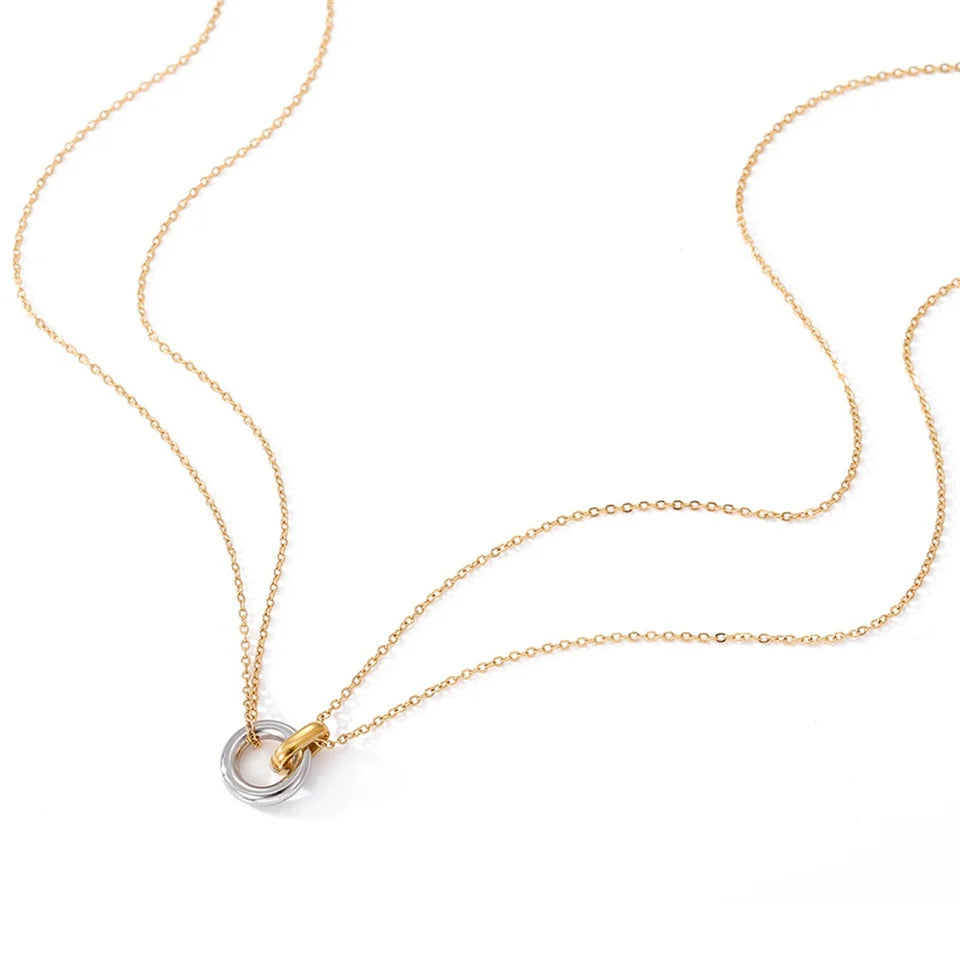 Two-tone Pendant Women's Short Necklace