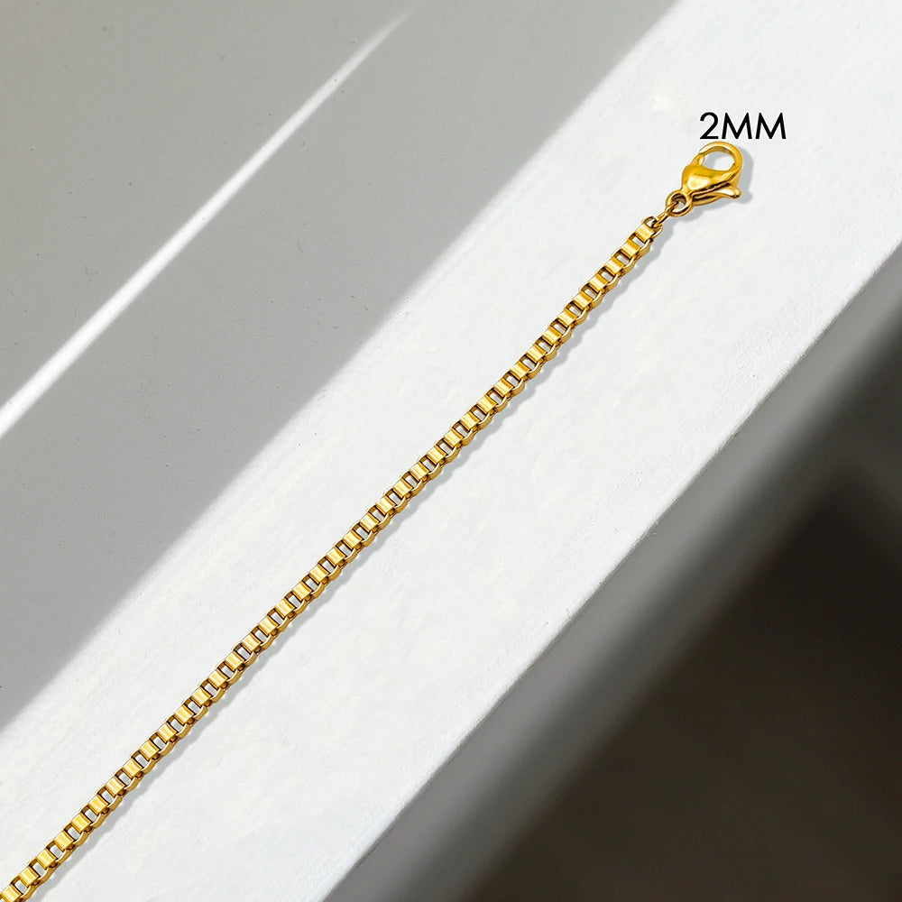 BELLUCCIE 10PCS Stainless Steel Box Chain Bracelet Gold Color Bracelets Charm Friendship Bracelets for Women Jewelry Gift Wholesale