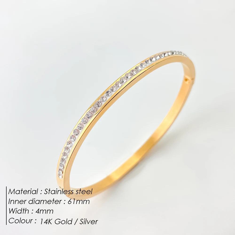 BELLUCCIE Stainless Steel Shiny Rhinestone Women's Fashion Bangle Punk Jewelry Holiday Gifts Factory Direct