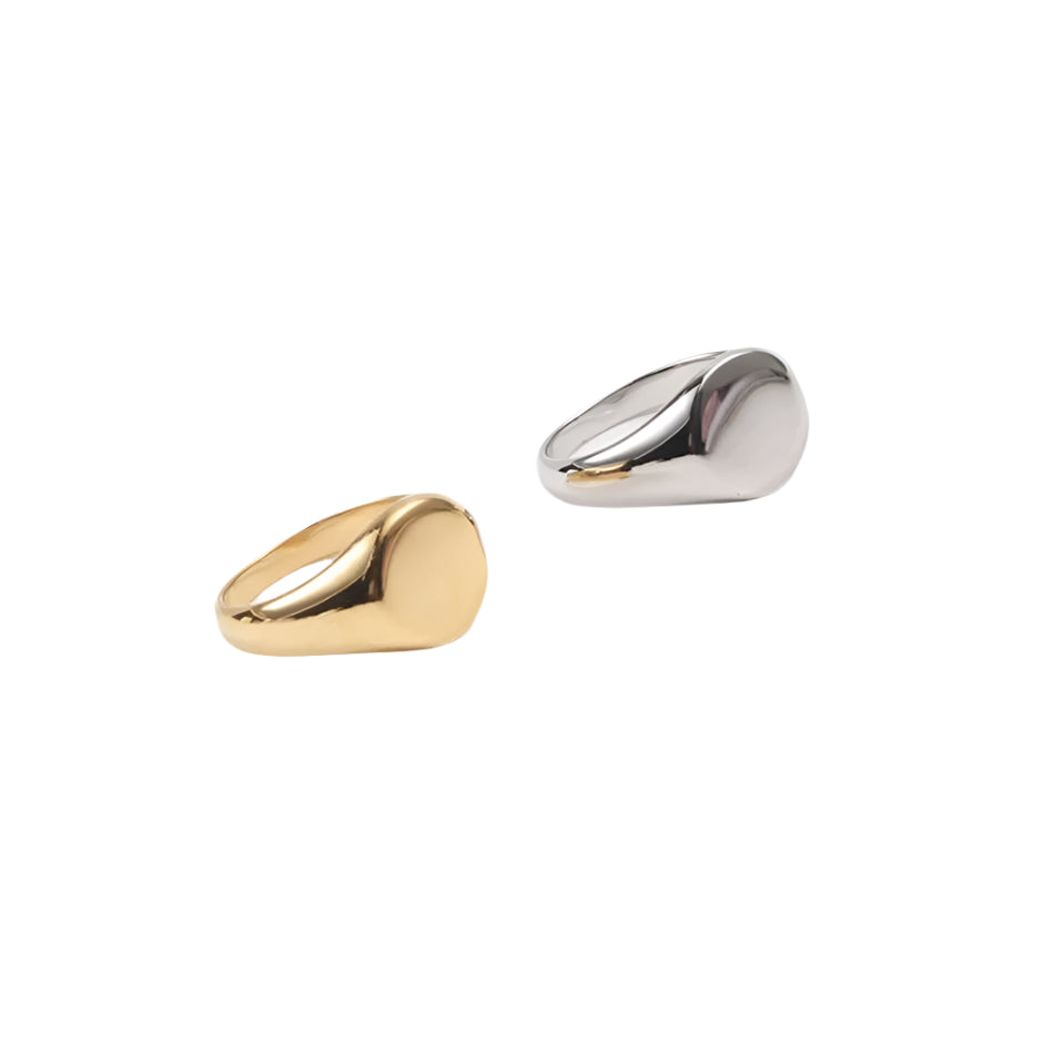 Women Signet Ring, Chunky Round