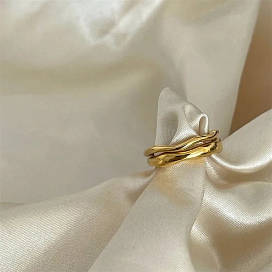 Irregular Wave Rings Trendy