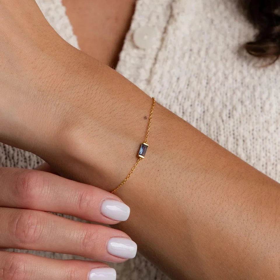 Fashion Jewelry Square Birthstone Bracelet