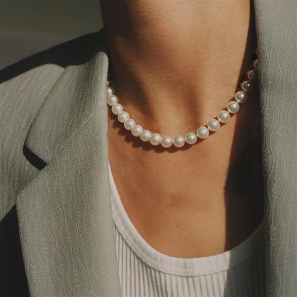 New Imitation Pearl Necklaces Round Multi Size White Pearl