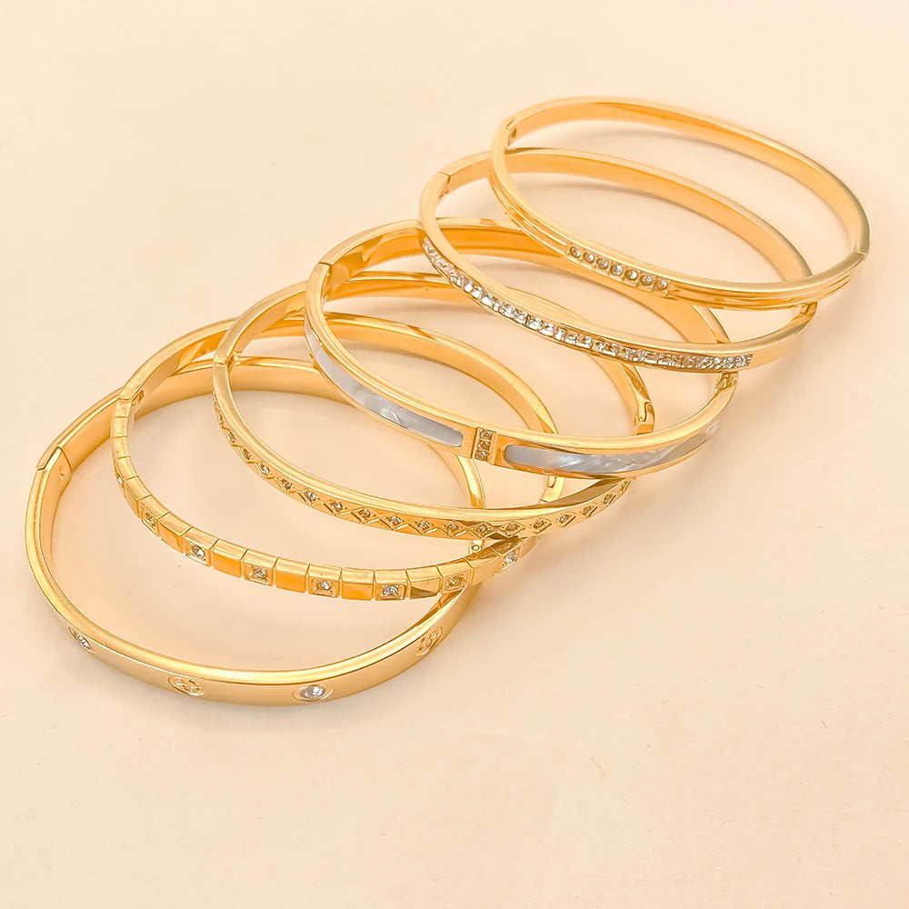 BELLUCCIE Stainless Steel Shiny Rhinestone Women's Fashion Bangle Punk Jewelry Holiday Gifts Factory Direct