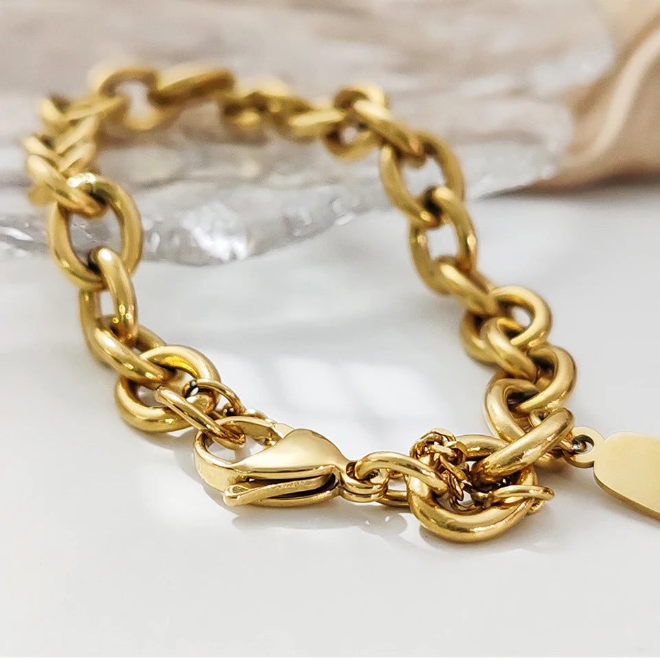 BELLUCCIE 10CS Punk Stainless Steel Chain Bracelet Handmade Chain Fashion Jewelry Women Gift Wedding Bracelet Birthday Party