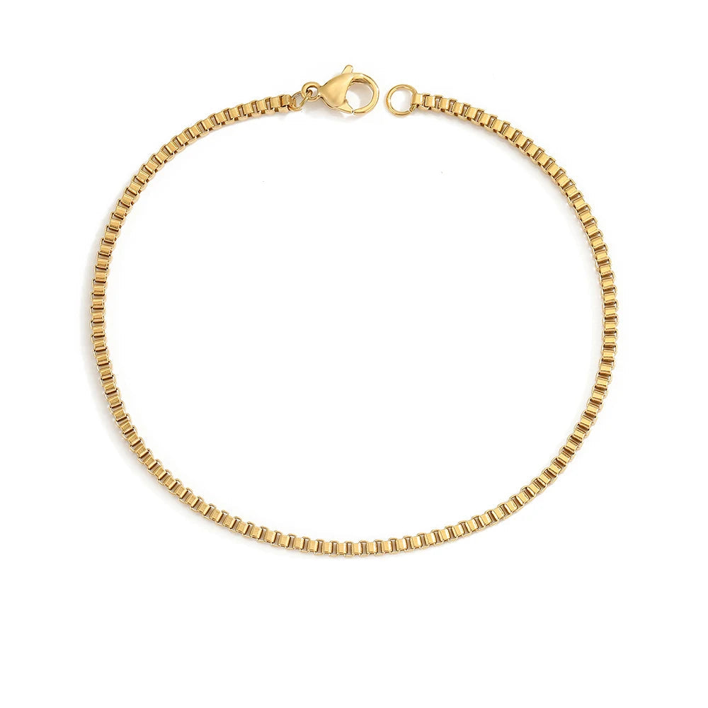 Box Chain Bracelet Gold Color Bracelets Charm Friendship Bracelets for Women