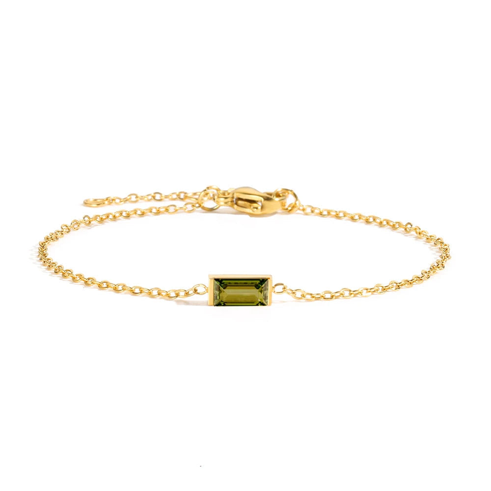Fashion Jewelry Square Birthstone Bracelet