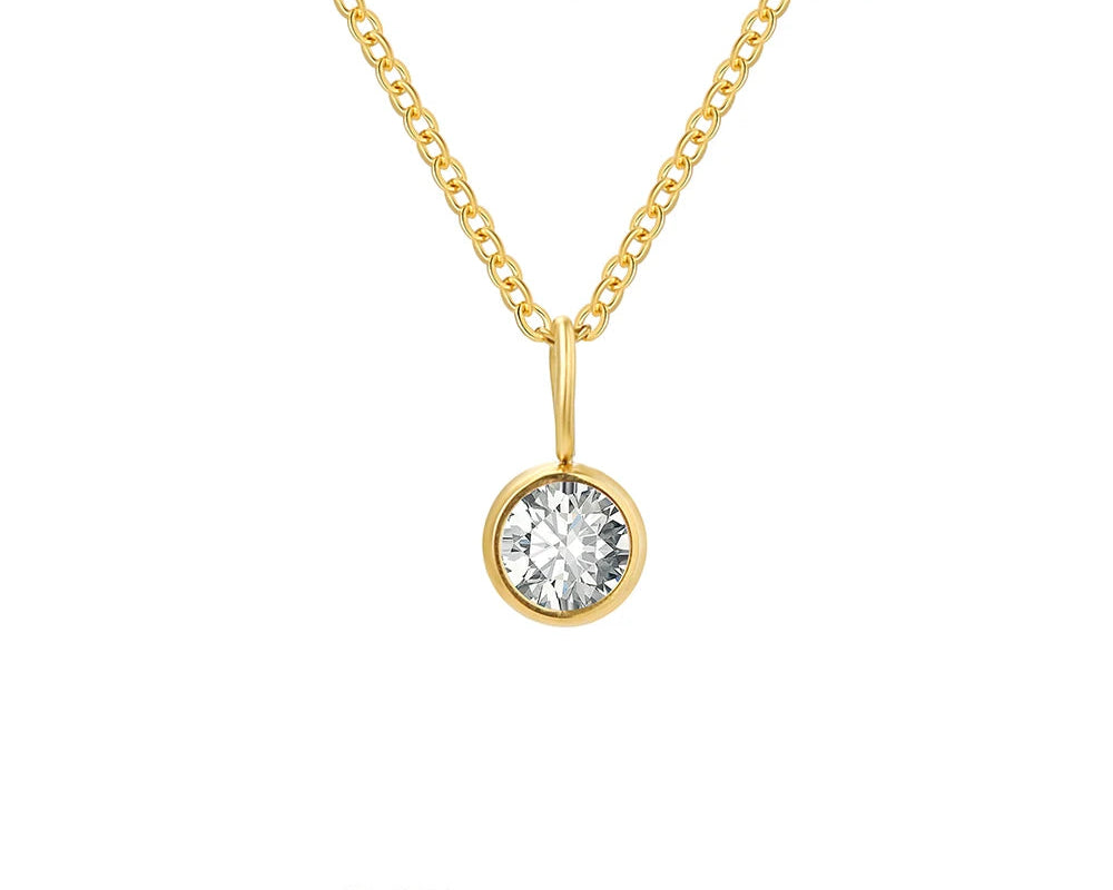Box Chain Birthstone Necklace 12 Color Zirconia